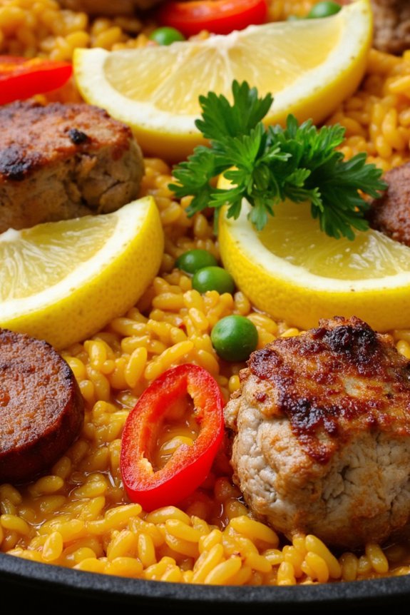 hearty goat chorizo paella