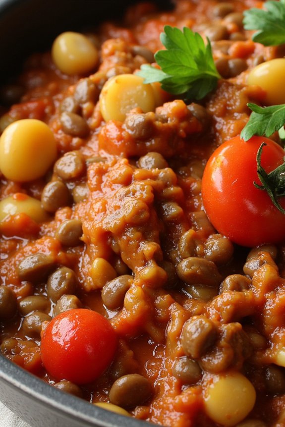 hearty smoky lentil casserole