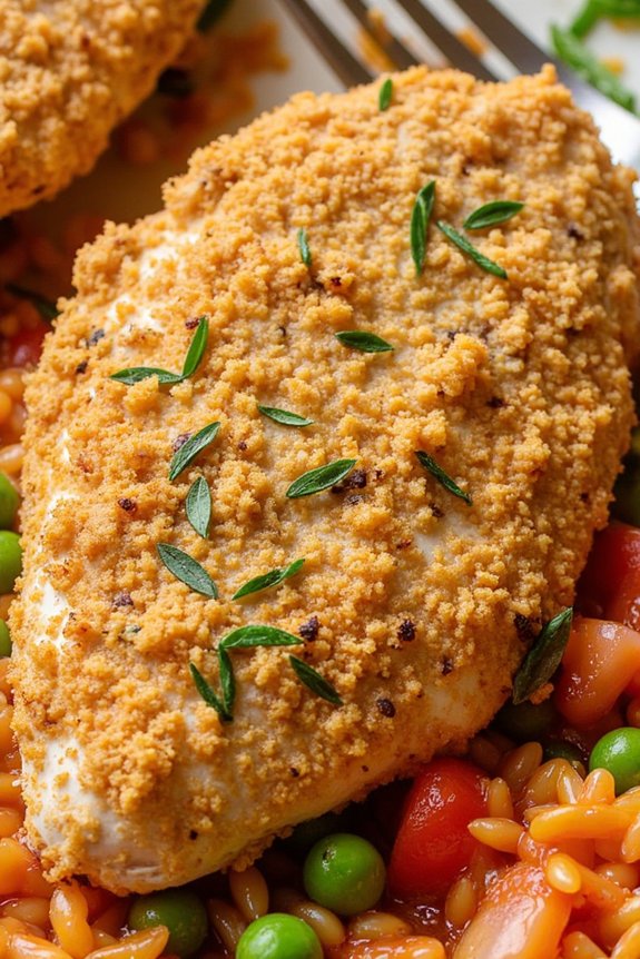 herb crusted chicken with rice