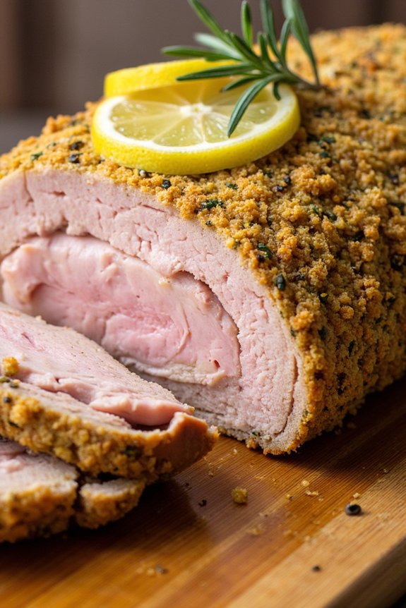 herb crusted succulent pork loin