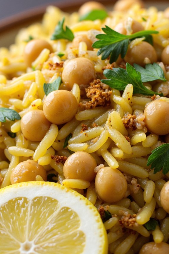 herb infused chickpea rice pilaf