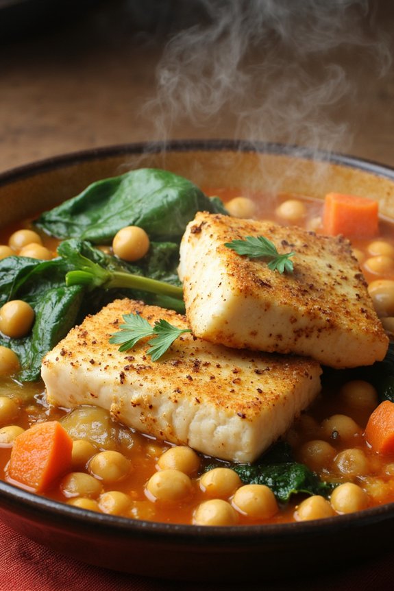 lenten cod and spinach stew