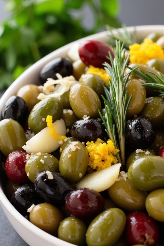 marinated olives with herbs