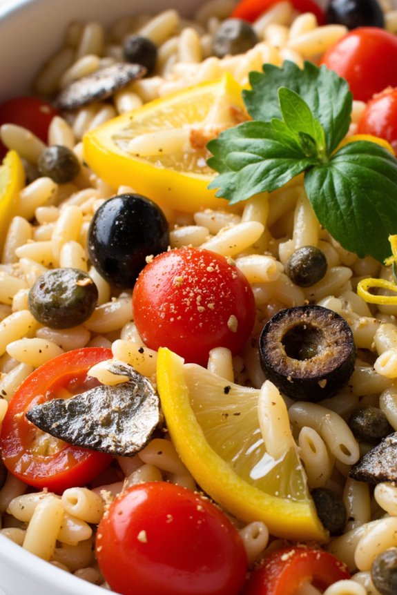mediterranean anchovy orzo delight