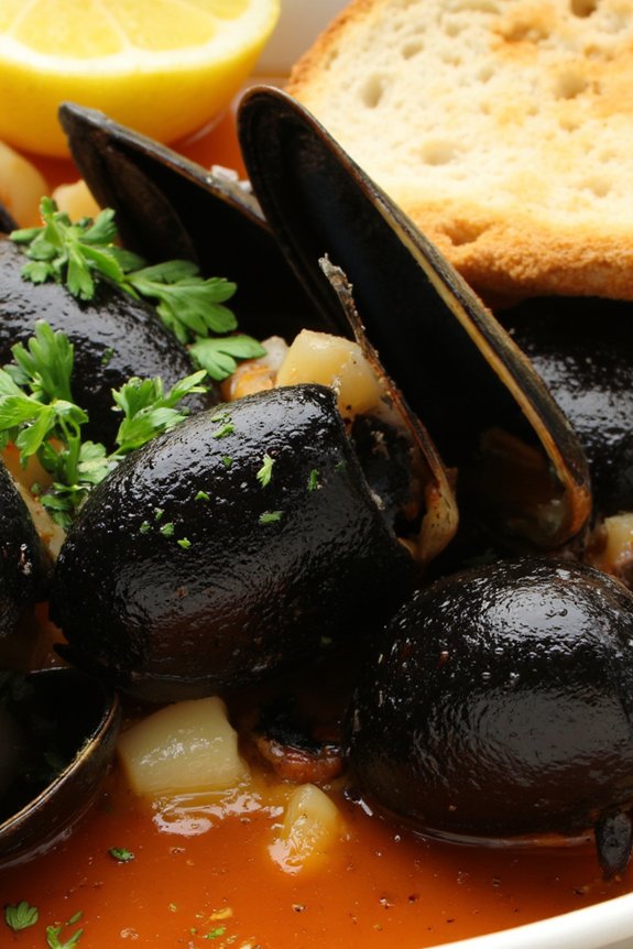 mussels in white wine