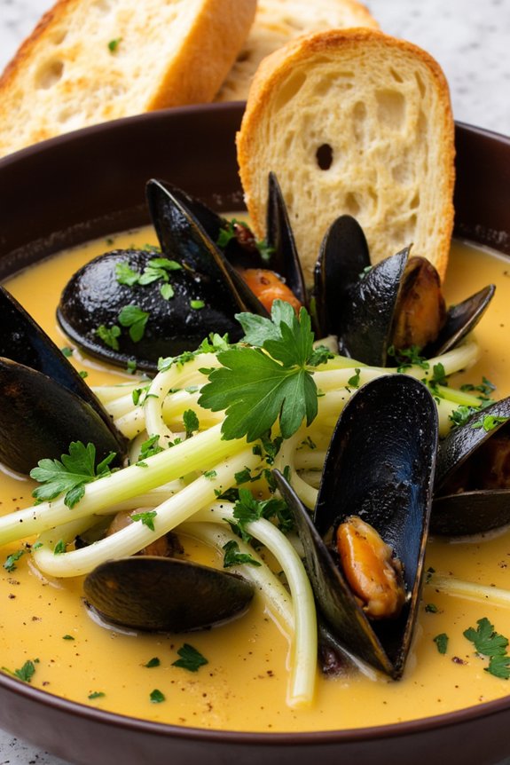 mussels with leeks and cider