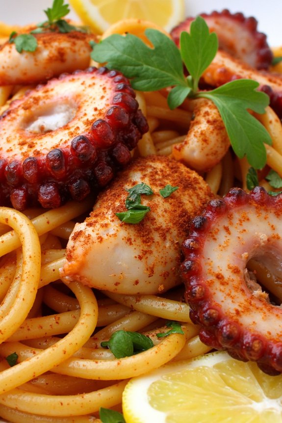 octopus linguine with paprika