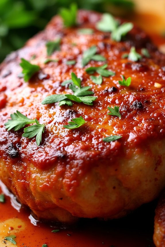 pork chops with piquillo glaze