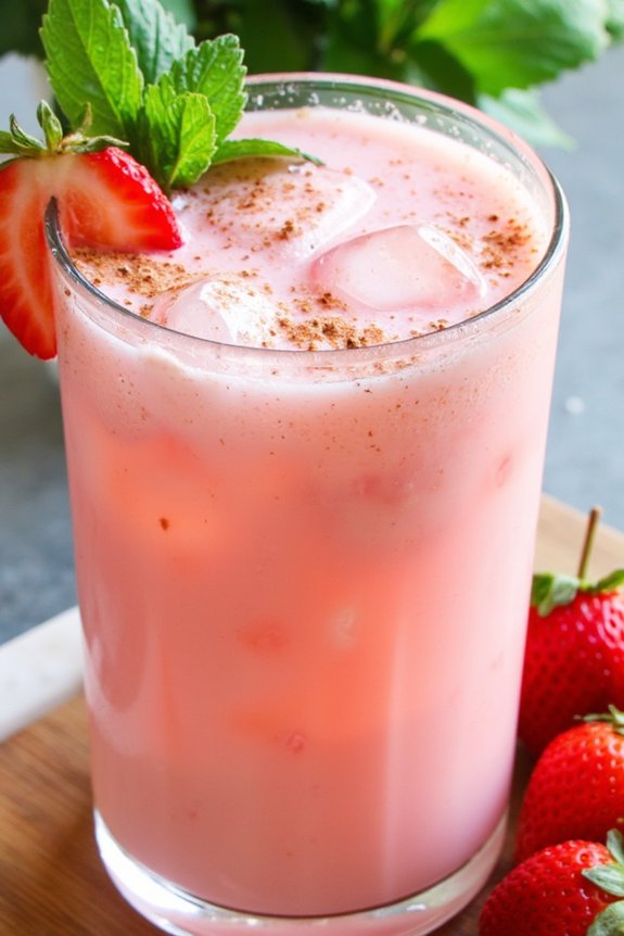 refreshing strawberry mint horchata