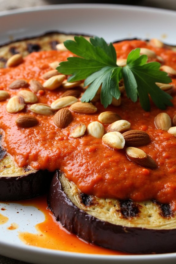 romesco sauce with grilled eggplant
