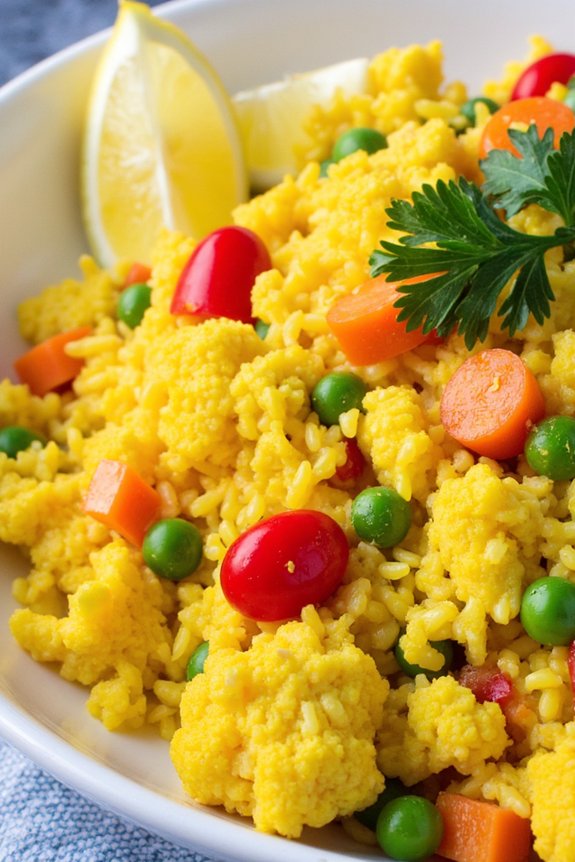 saffron infused cauliflower rice dish