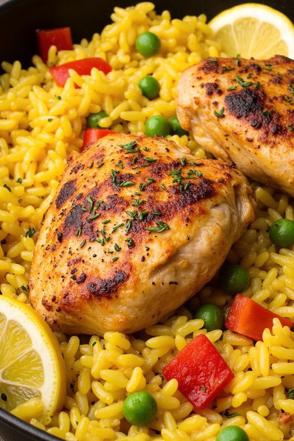 saffron infused chicken rice dish