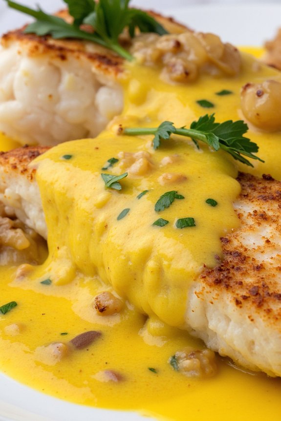 saffron infused cod dish