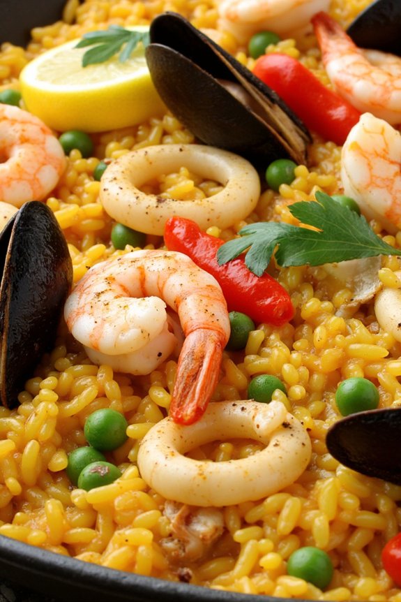 saffron infused seafood rice dish