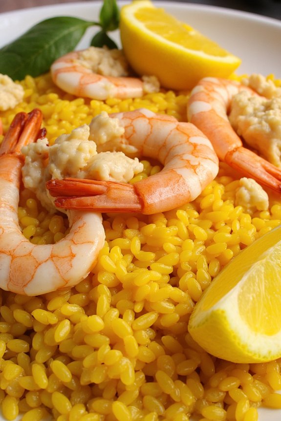 saffron infused seafood rice dish