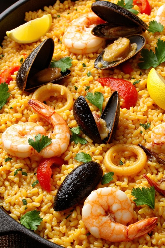 saffron infused seafood rice dish