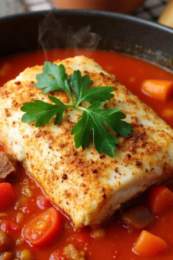 salted cod in red sauce