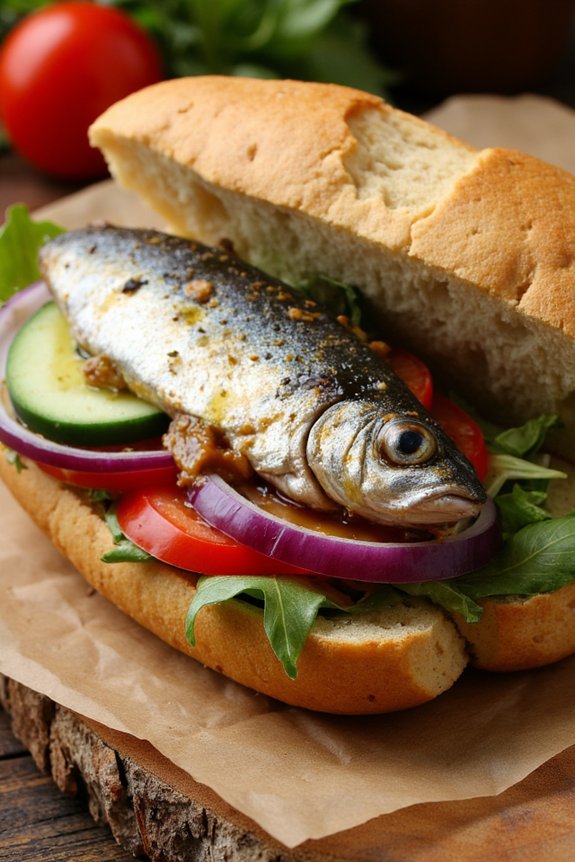 sardine sandwich with vegetables