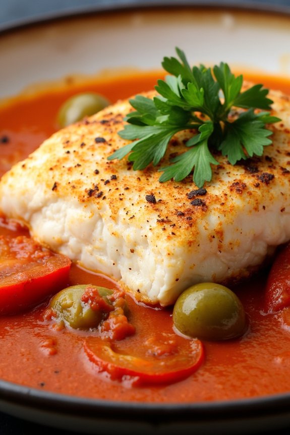 savory basque style cod dish