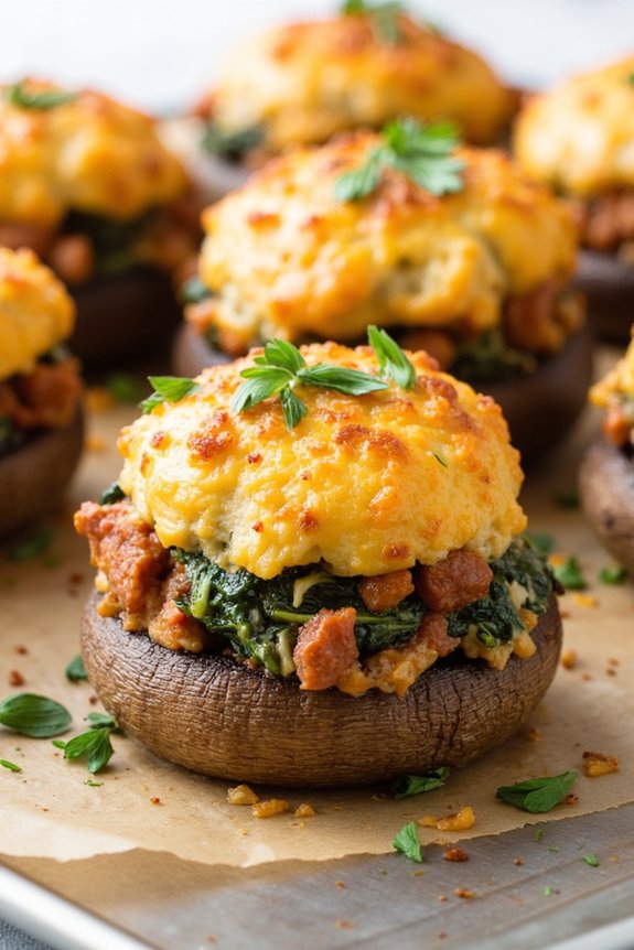 savory chorizo stuffed mushrooms
