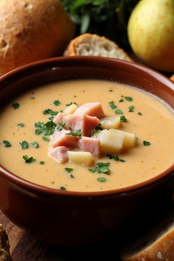savory ham and pear bisque