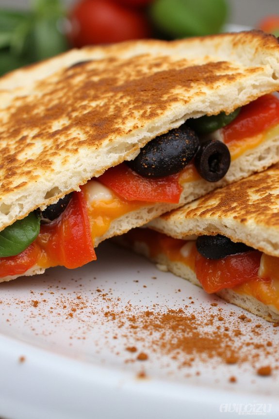 savory roasted red pepper quesadilla