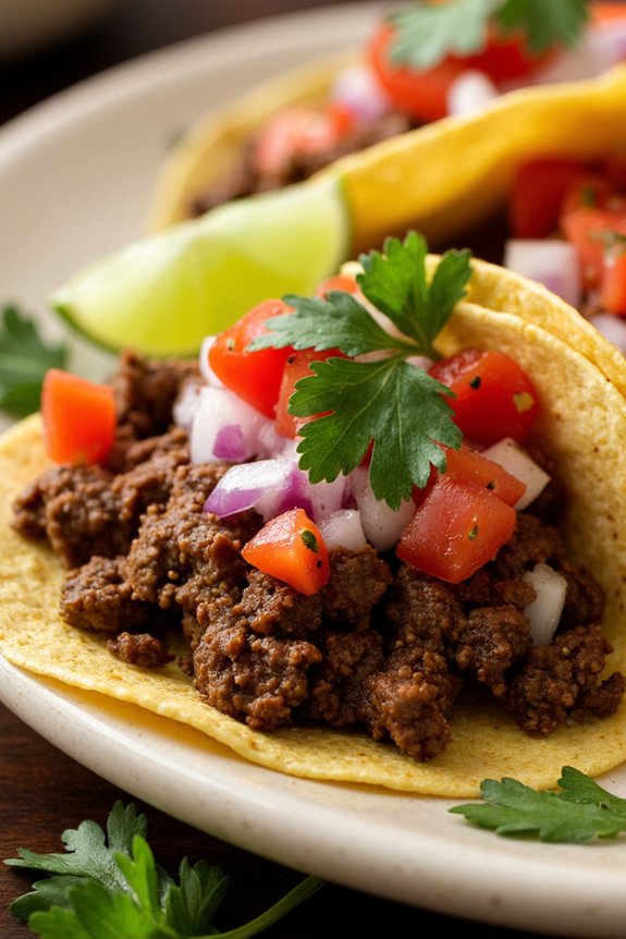 savory spanish style beef tacos