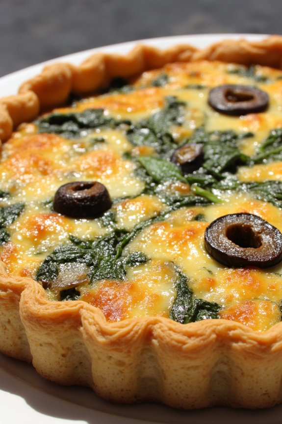 savory spinach olive quiche
