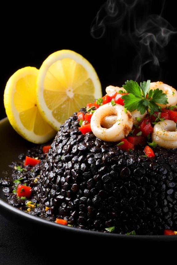 savory squid ink rice dish