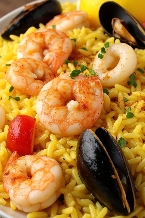 seafood infused golden rice dish