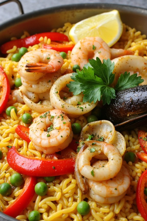 seafood orzo paella delight