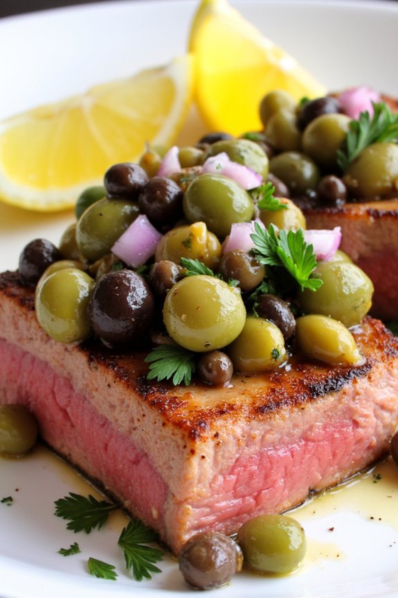 seared tuna with olive salsa