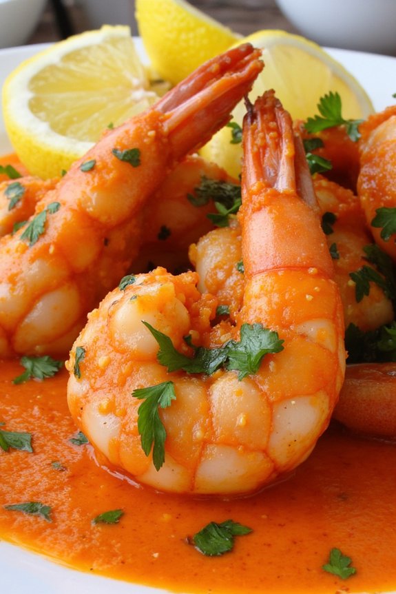 shrimp with smoky romesco sauce