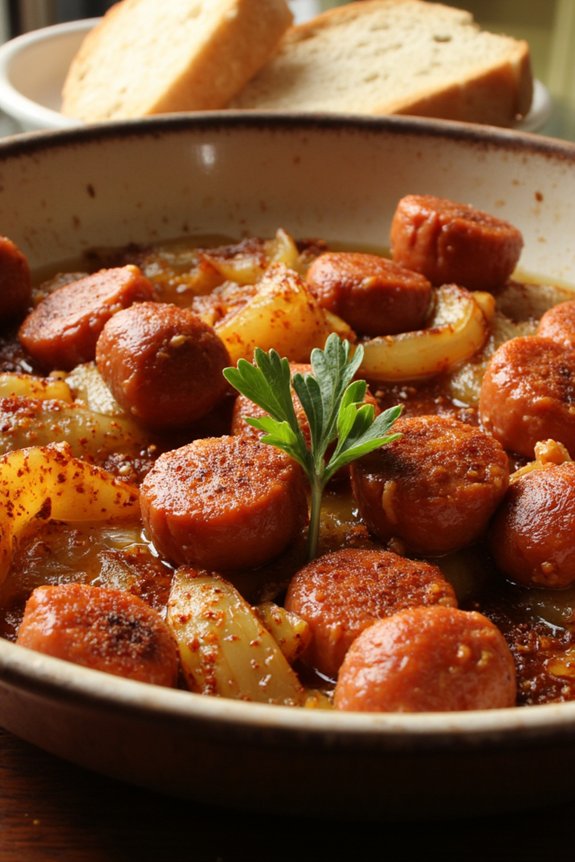 sizzling chistorra sausage tapas