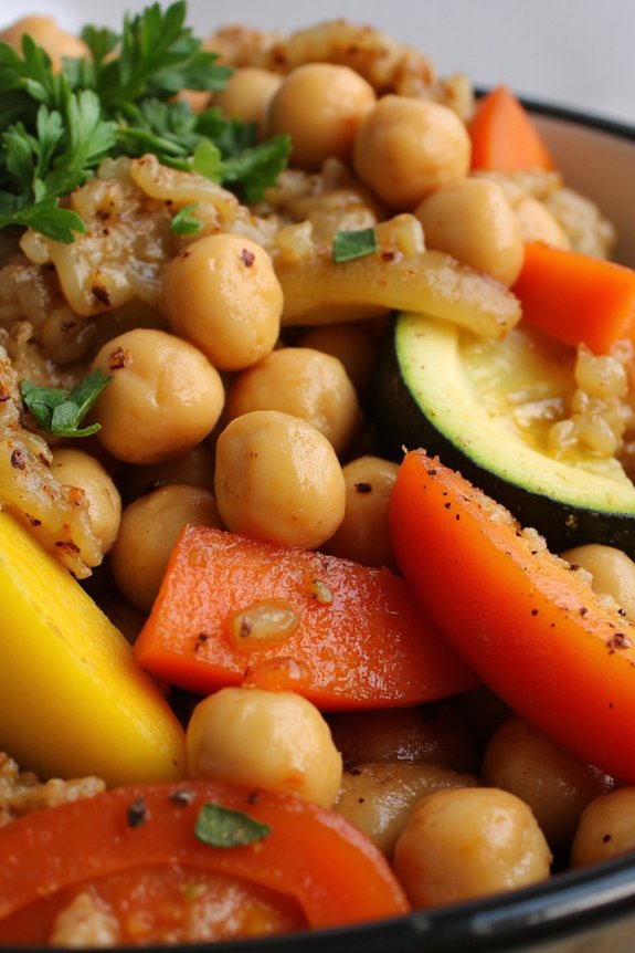 slow cooked chickpea vegetable casserole