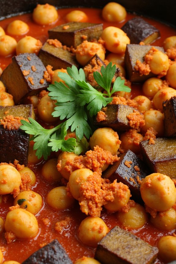 smoky chickpeas with eggplant
