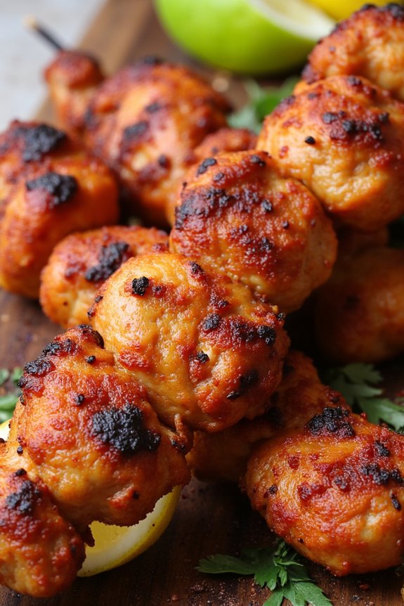 smoky flavored chicken skewers