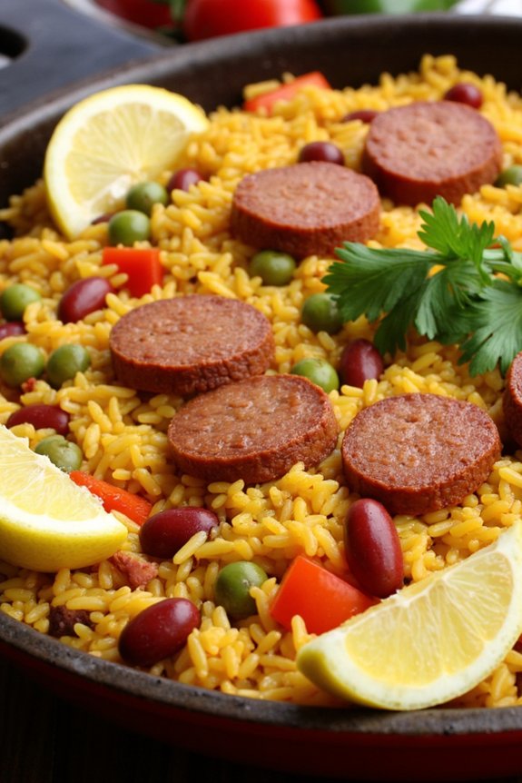 spanish bean chorizo paella
