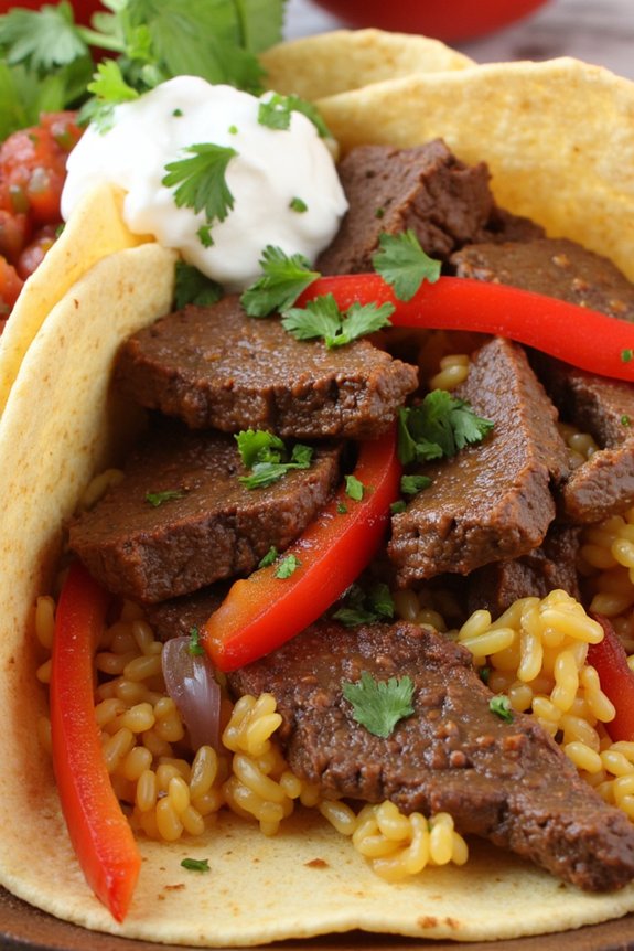 spanish beef rice fajitas