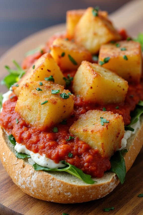 spanish inspired crispy potato sandwich