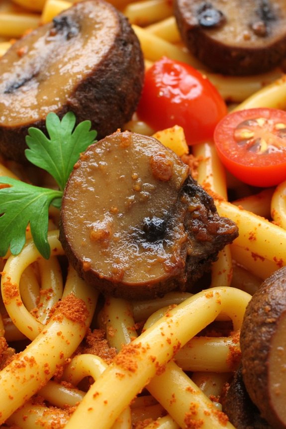 spanish style vermicelli mushrooms dish