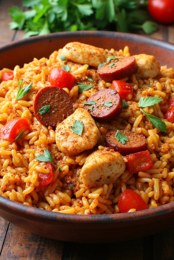 spicy chicken chorizo rice dish