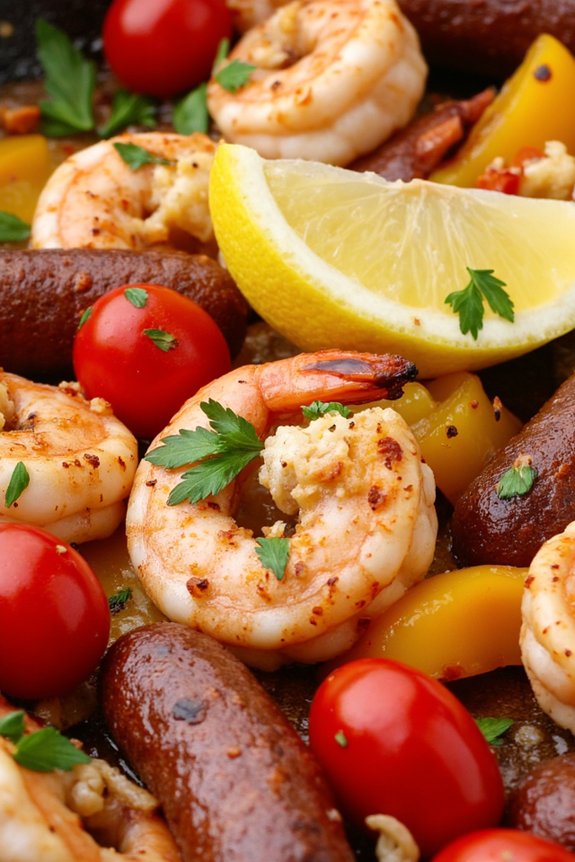 spicy chorizo and prawns