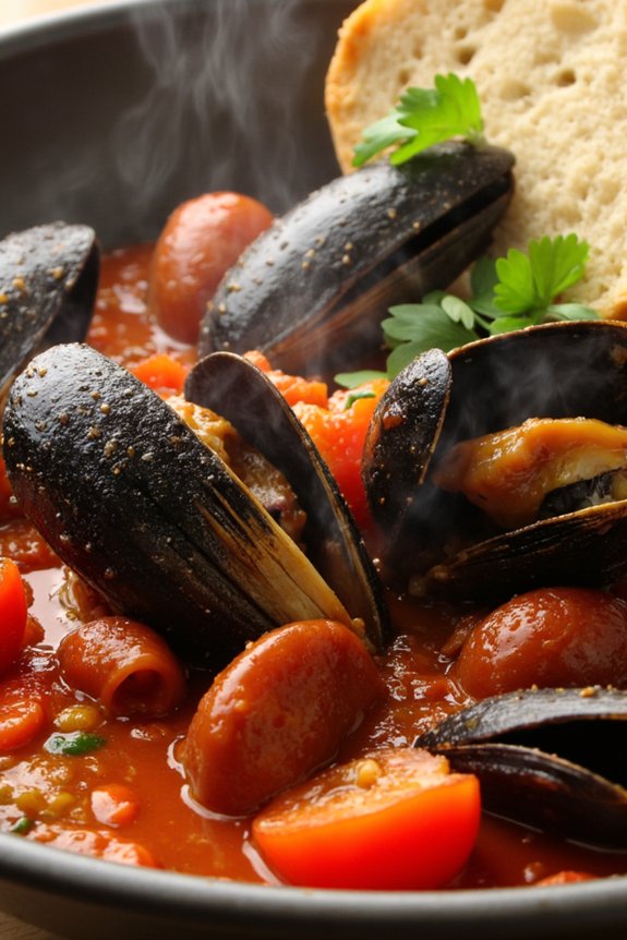 spicy chorizo mussel stew