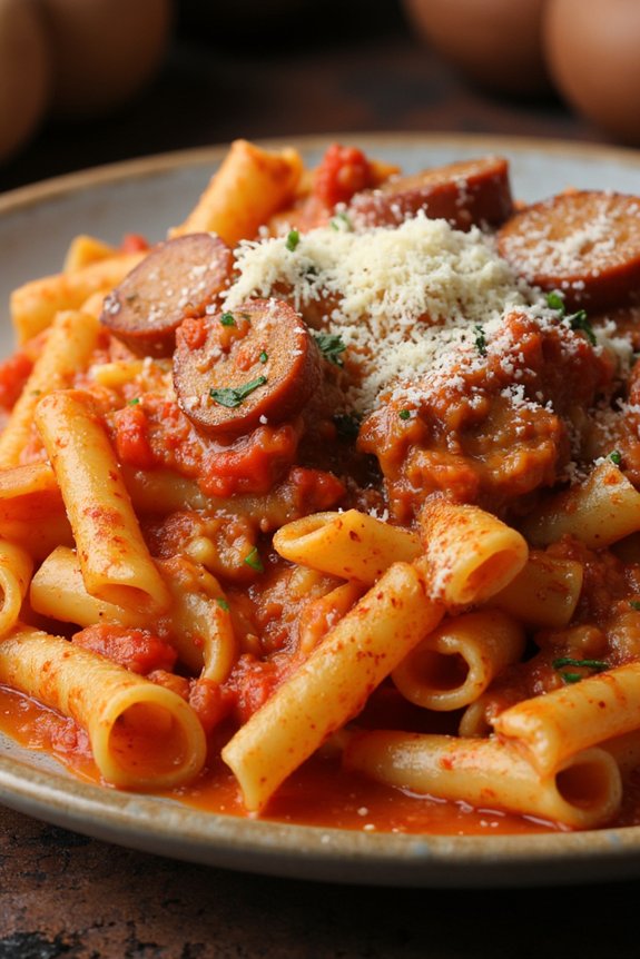 spicy sardine chorizo pasta dish