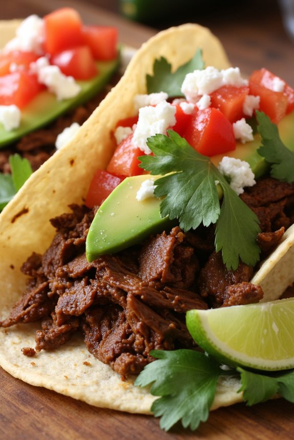 spicy shredded beef tacos