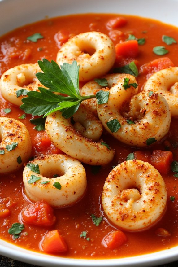 spicy squid in tomato sauce