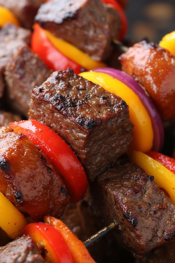 spicy steak and chorizo skewers