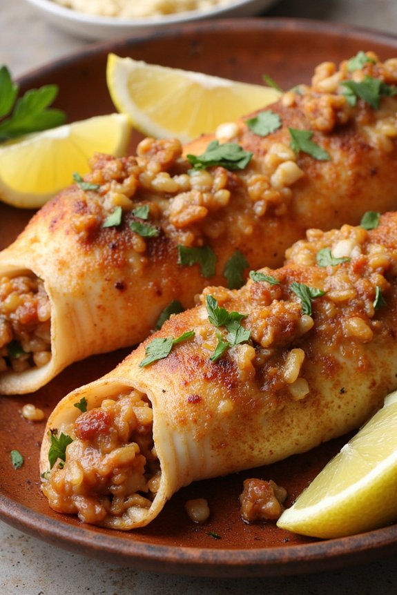 stuffed squid with chorizo