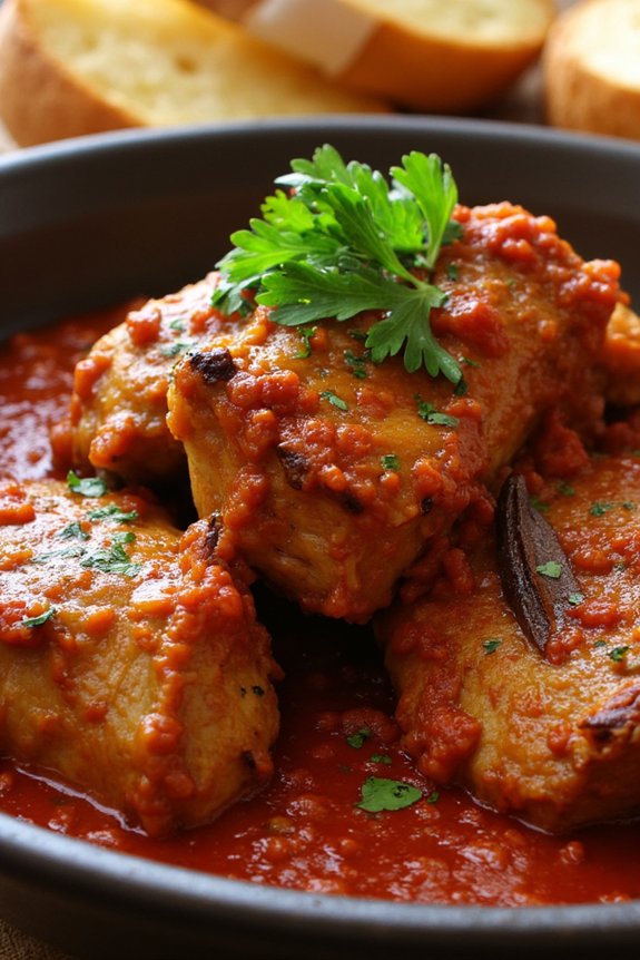 tender goat in rioja sauce